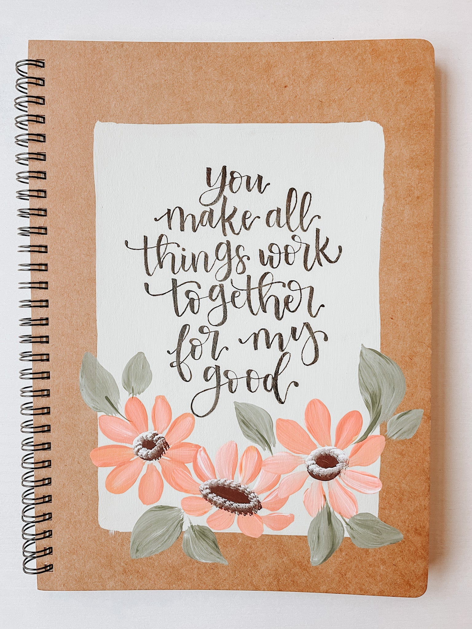 Large Hand-Painted Spiral Bound Journal - He left the 99 – Wheat