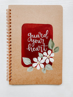 Guard your heart, Hand-Painted Spiral Bound Journal