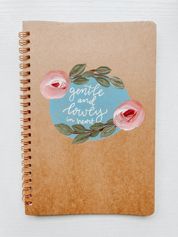 Gentle and lowly in heart, Hand-Painted Spiral Bound Journal