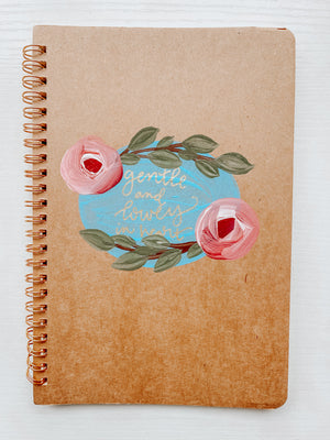 Gentle and lowly in heart, Hand-Painted Spiral Bound Journal