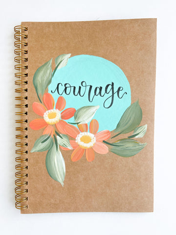 Courage, Hand-Painted Spiral Bound Journal