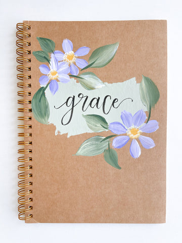 Grace, Hand-Painted Spiral Bound Journal