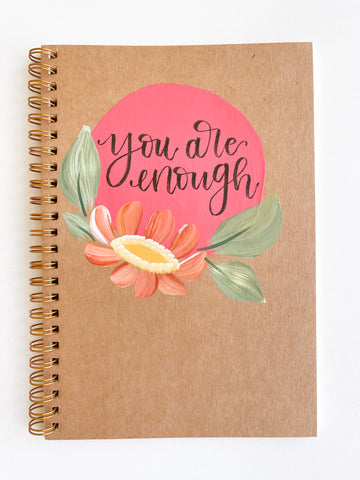 You are enough, Hand-Painted Spiral Bound Journal