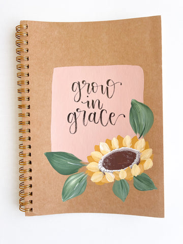 Grow in grace, Hand-Painted Spiral Bound Journal