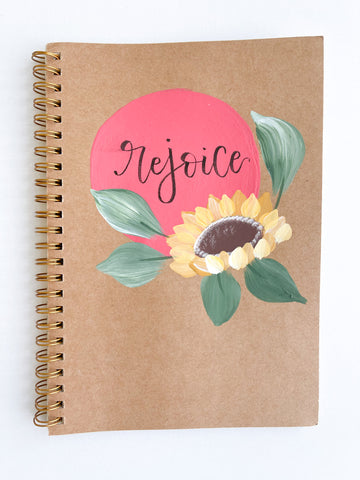 Rejoice, Hand-Painted Spiral Bound Journal