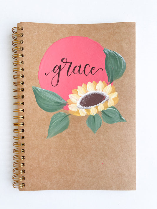 Grace, Hand-Painted Spiral Bound Journal