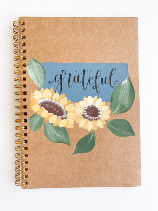 Grateful, Hand-Painted Spiral Bound Journal