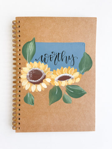 Worthy, Hand-Painted Spiral Bound Journal