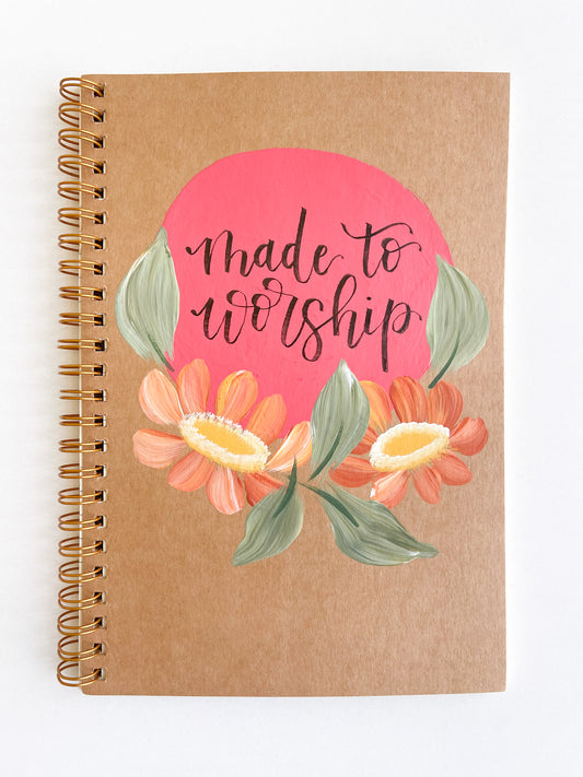 Made to worship, Hand-Painted Spiral Bound Journal