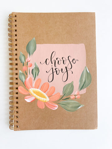 Choose joy, Hand-Painted Spiral Bound Journal