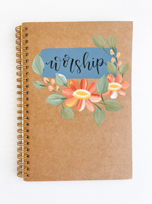 Worship, Hand-Painted Spiral Bound Journal