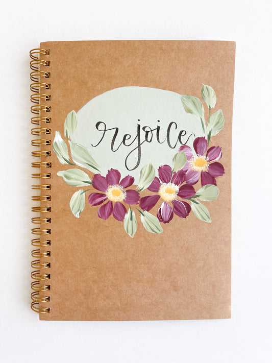 Rejoice, Hand-Painted Spiral Bound Journal