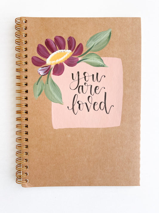 You are loved, Hand-Painted Spiral Bound Journal