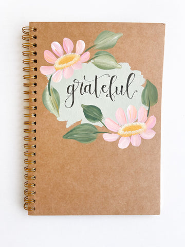 Grateful, Hand-Painted Spiral Bound Journal