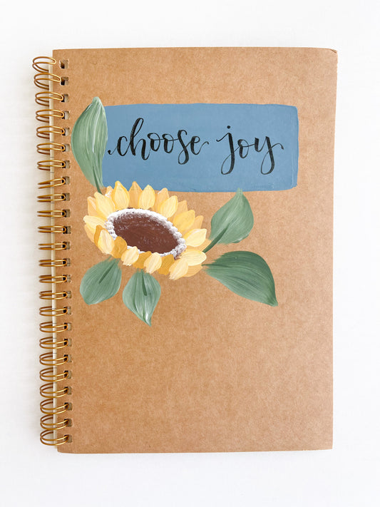 Choose joy, Hand-Painted Spiral Bound Journal