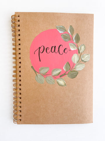 Peace, Hand-Painted Spiral Bound Journal