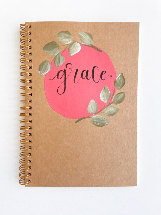 Grace, Hand-Painted Spiral Bound Journal