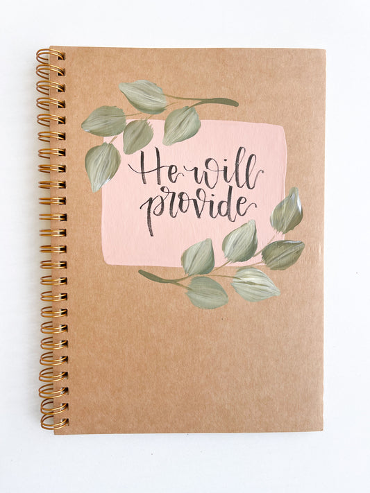 He will provide, Hand-Painted Spiral Bound Journal