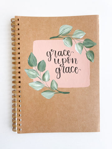 Grace upon grace, Hand-Painted Spiral Bound Journal