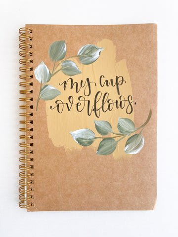 My cup overflows, Hand-Painted Spiral Bound Journal