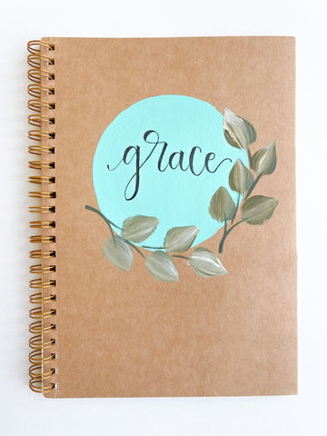 Grace, Hand-Painted Spiral Bound Journal