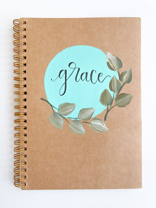 Grace, Hand-Painted Spiral Bound Journal