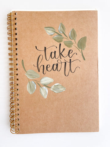 Take heart, Hand-Painted Spiral Bound Journal