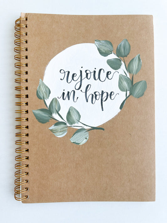 Rejoice in hope, Hand-Painted Spiral Bound Journal