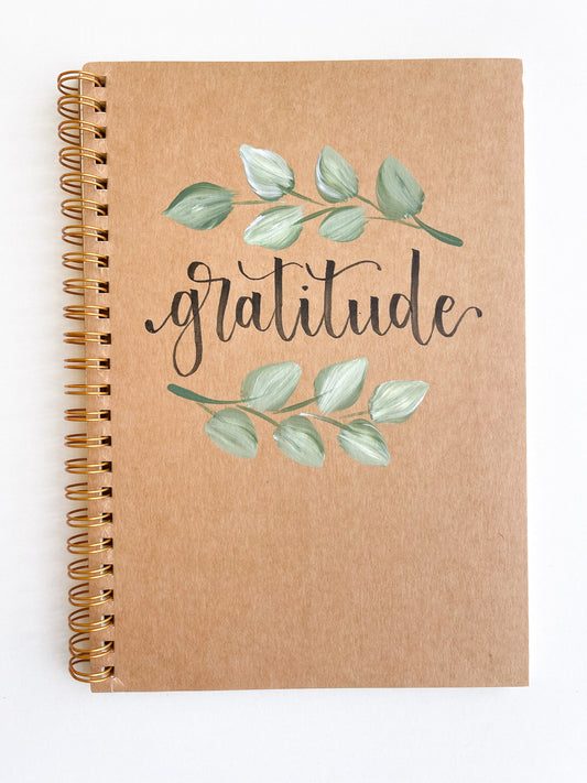 Gratitude, Hand-Painted Spiral Bound Journal