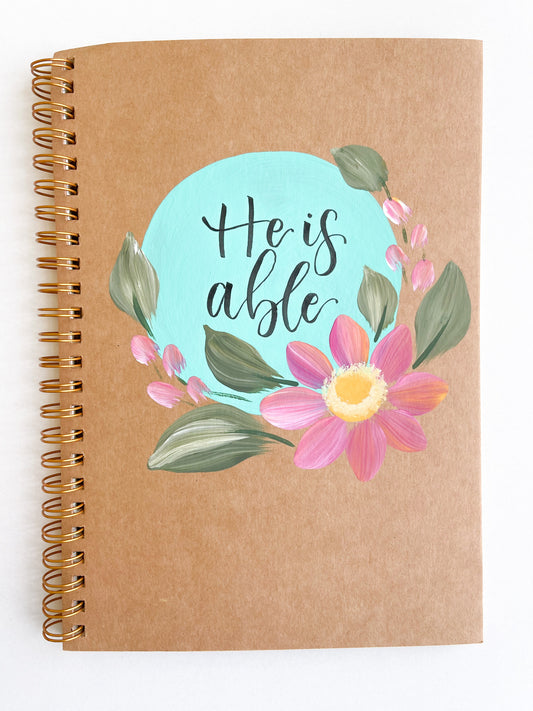 He is able, Hand-Painted Spiral Bound Journal