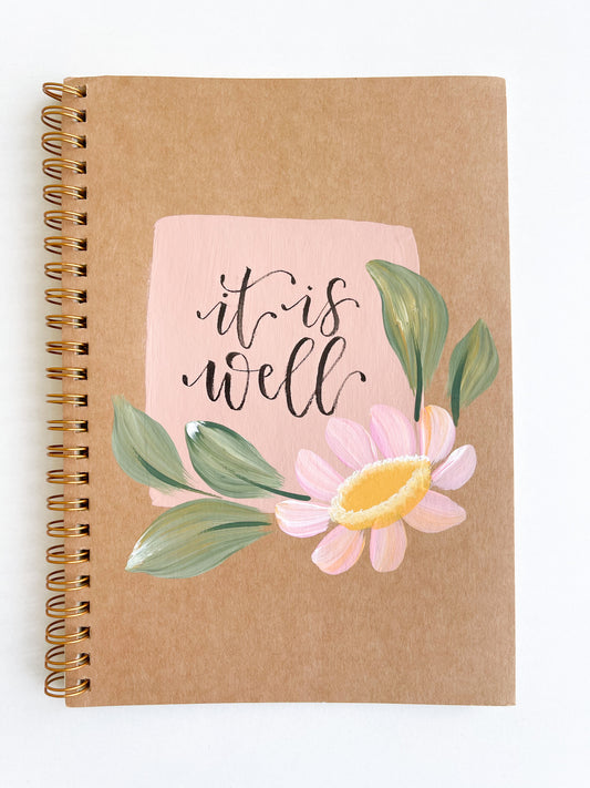 It is well, Hand-Painted Spiral Bound Journal