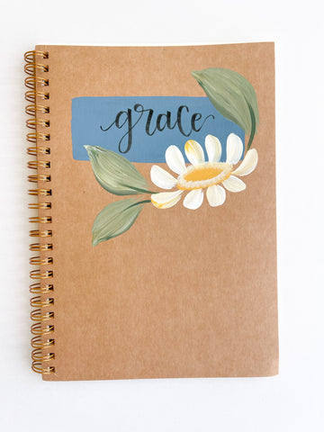 Grace, Hand-Painted Spiral Bound Journal