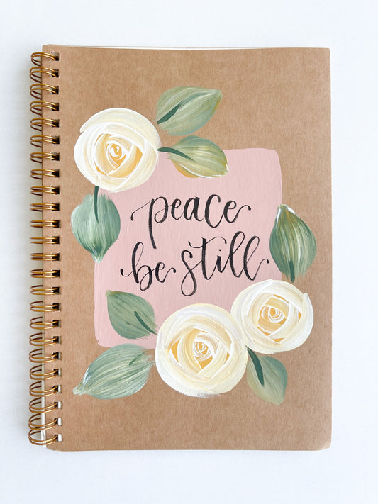 Peace be still, Hand-Painted Spiral Bound Journal