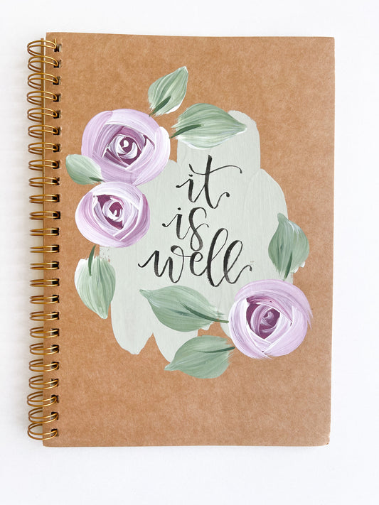 It is well, Hand-Painted Spiral Bound Journal