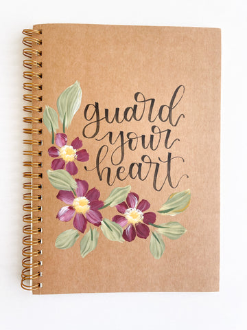 Guard your heart, Hand-Painted Spiral Bound Journal