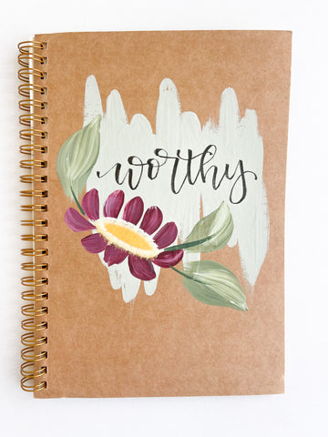 Worthy, Hand-Painted Spiral Bound Journal