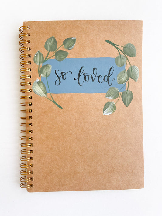 So loved, Hand-Painted Spiral Bound Journal