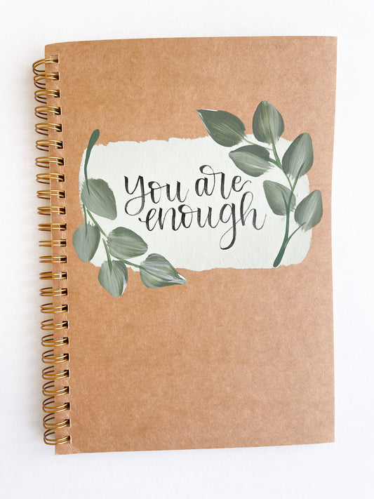 You are enough, Hand-Painted Spiral Bound Journal