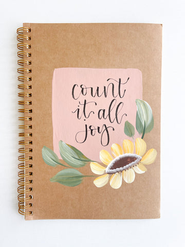 Count it all joy, Hand-Painted Spiral Bound Journal