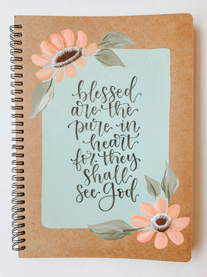 Blessed are the pure in heart, Large Hand-Painted Spiral Bound Journal