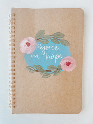 Rejoice in hope white, Hand-Painted Spiral Bound Journal