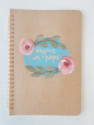 Rejoice in hope gold, Hand-Painted Spiral Bound Journal