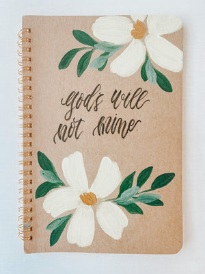 God's will not mine, Hand-Painted Spiral Bound Journal