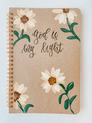 God is my light, Hand-Painted Spiral Bound Journal
