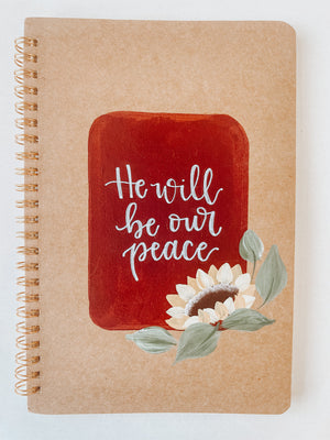 He will be our peace, Hand-Painted Spiral Bound Journal