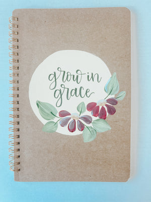 Grow in grace, Hand-Painted Spiral Bound Journal