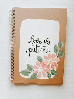 Love is patient, Hand-Painted Spiral Bound Journal