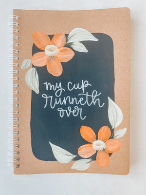 My cup runneth over, Hand-Painted Spiral Bound Journal