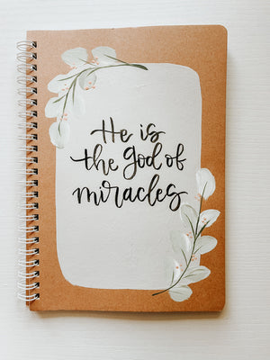 God of miracles, Hand-Painted Spiral Bound Journal