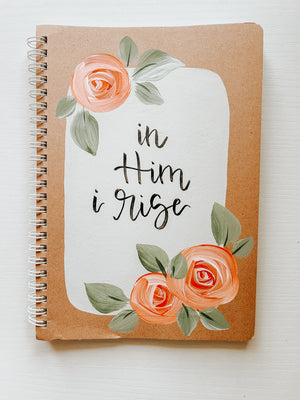 In Him I rise, Hand-Painted Spiral Bound Journal